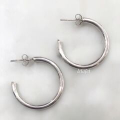 Halka Arkası Açık Küpe Beyaz