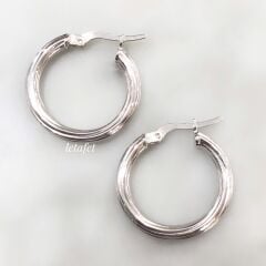 Halka Çizgili Küpe Beyaz