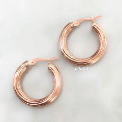 Halka Çizgili ve Bombeli Küpe Rose