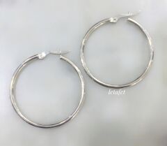 Halka Düz Küpe Beyaz