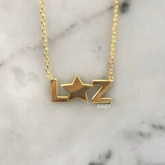Harf ve Yıldızlı Gümüş Kolye