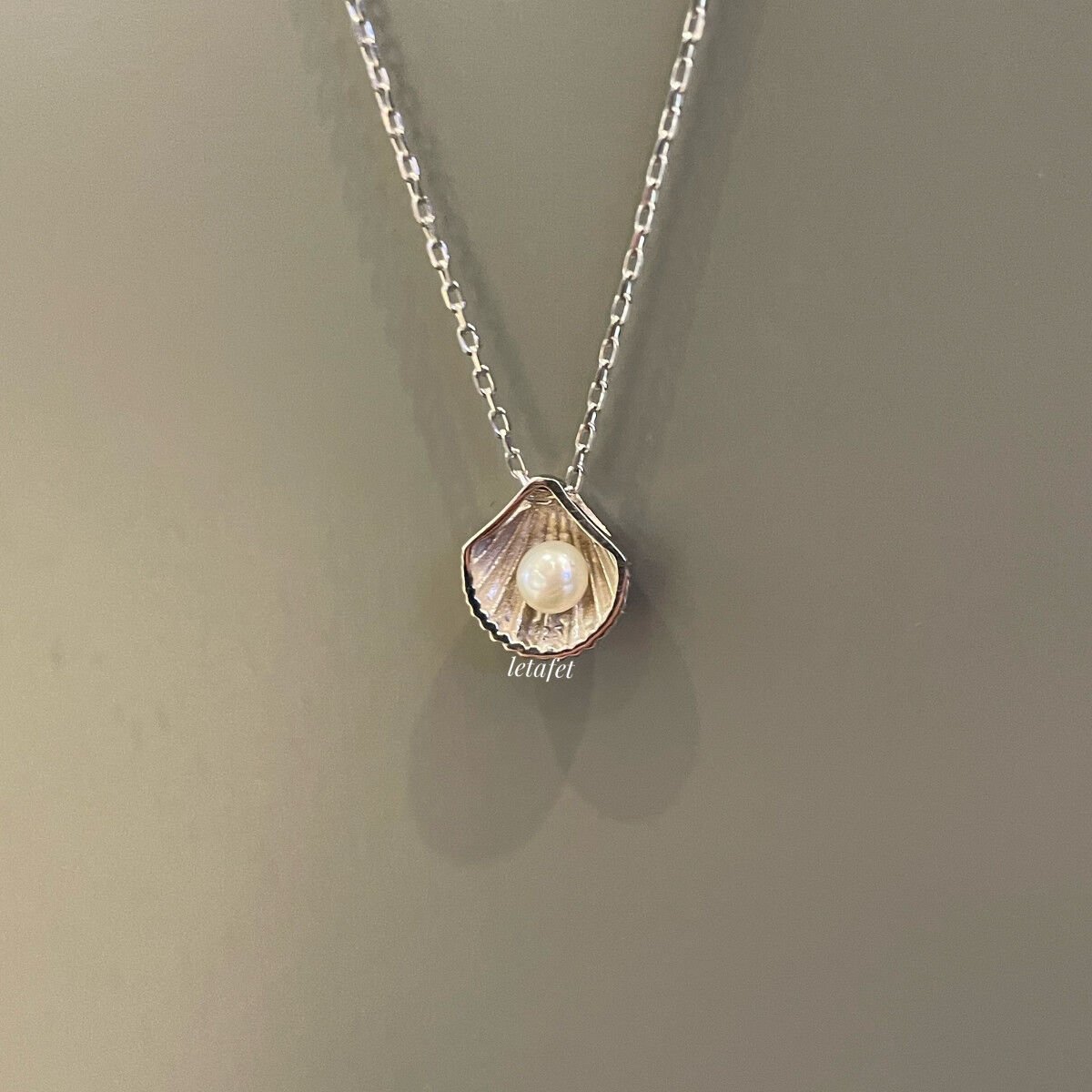 İnci İstiridye Minimal Gümüş Kolye