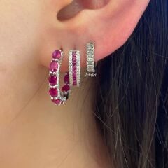 İthal Gümüş Halka Küpe Pembe