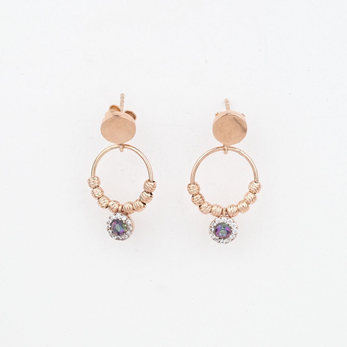 İthal Toplu Mistik Topaz Gümüş Küpe