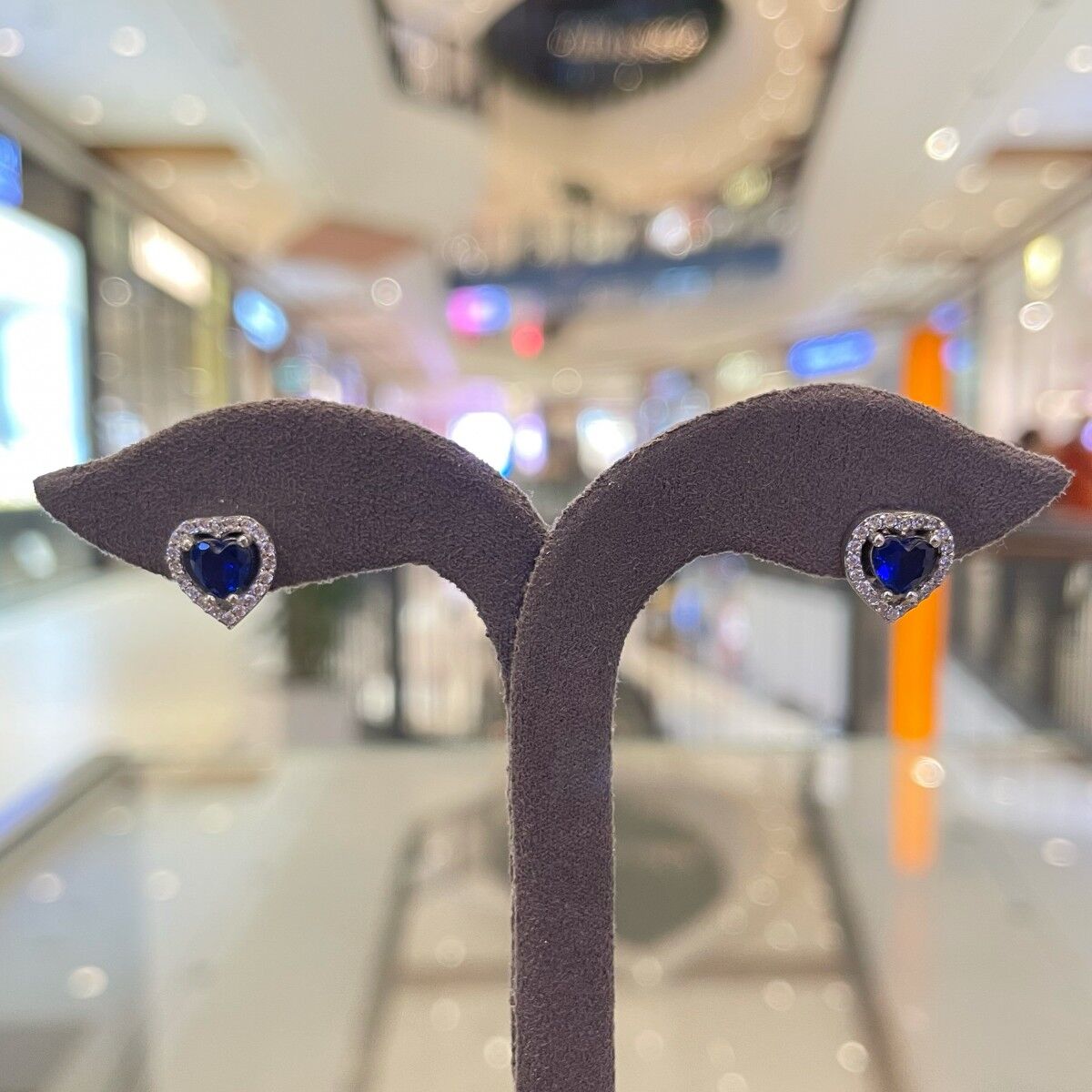 Kalpli Gümüş Küpe Mavi