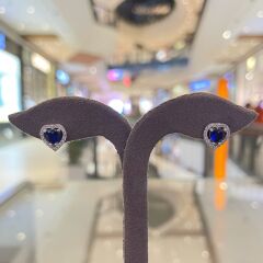 Kalpli Gümüş Küpe Mavi