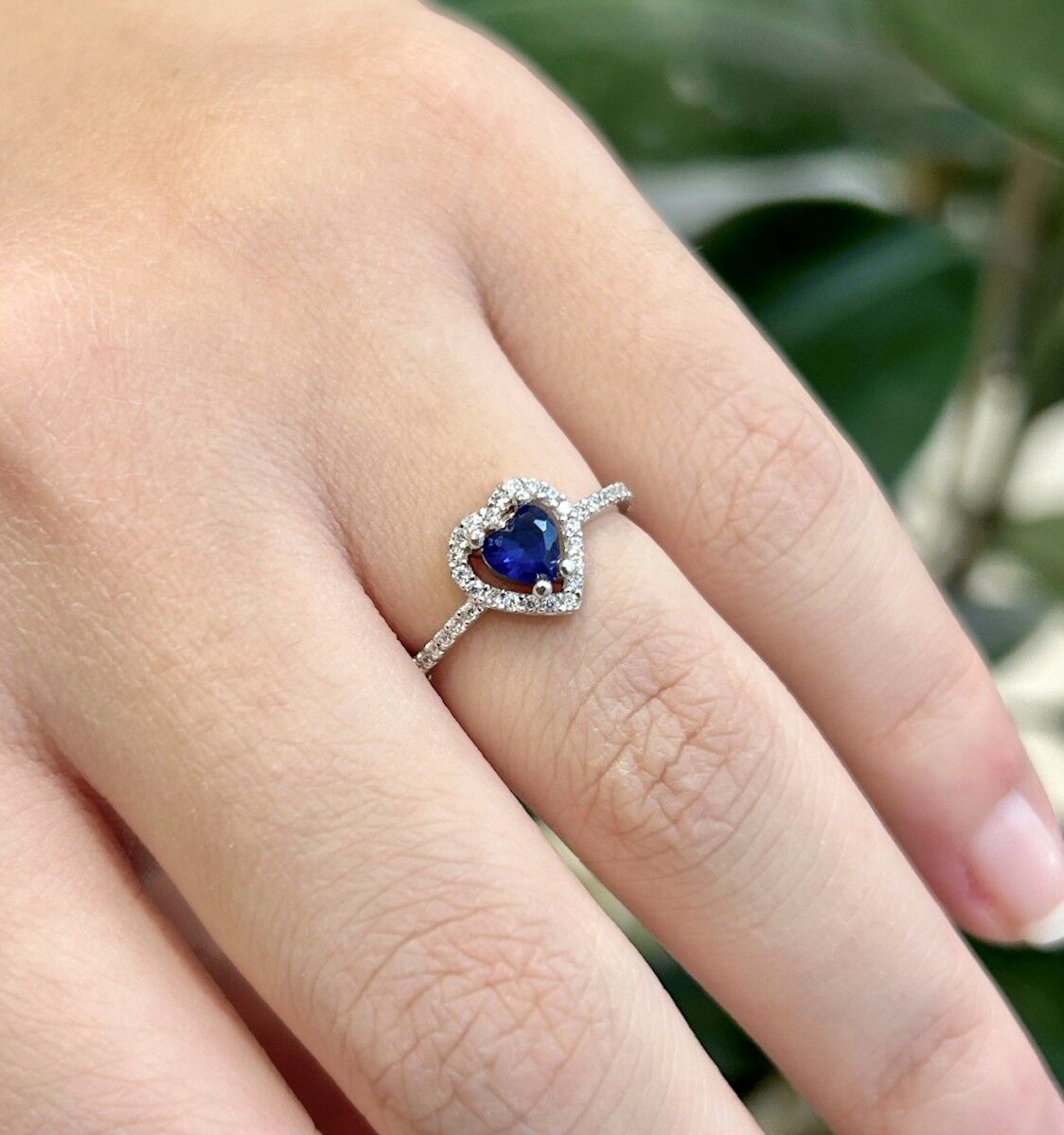 Kalp Gümüş Yüzük Lacivert