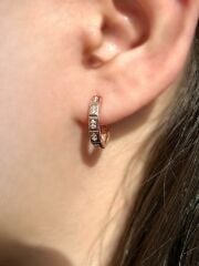 Köşeli Halka Gümüş Küpe