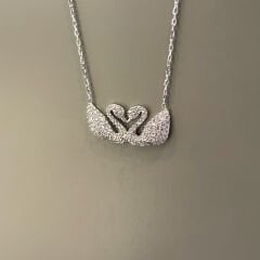 Kuğu Taşlı Gümüş Kolye