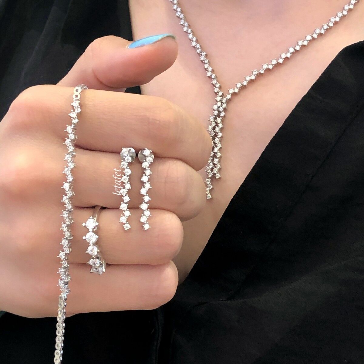 Zikzak V Gümüş Gerdanlık Set