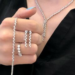 Zikzak V Gümüş Gerdanlık Set