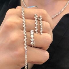 Zikzak V Gümüş Gerdanlık Set