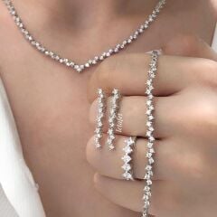 Zikzak Gümüş Gerdanlık Set