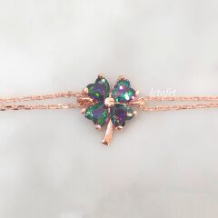 Yonca Gümüş Bileklik Mistik Topaz