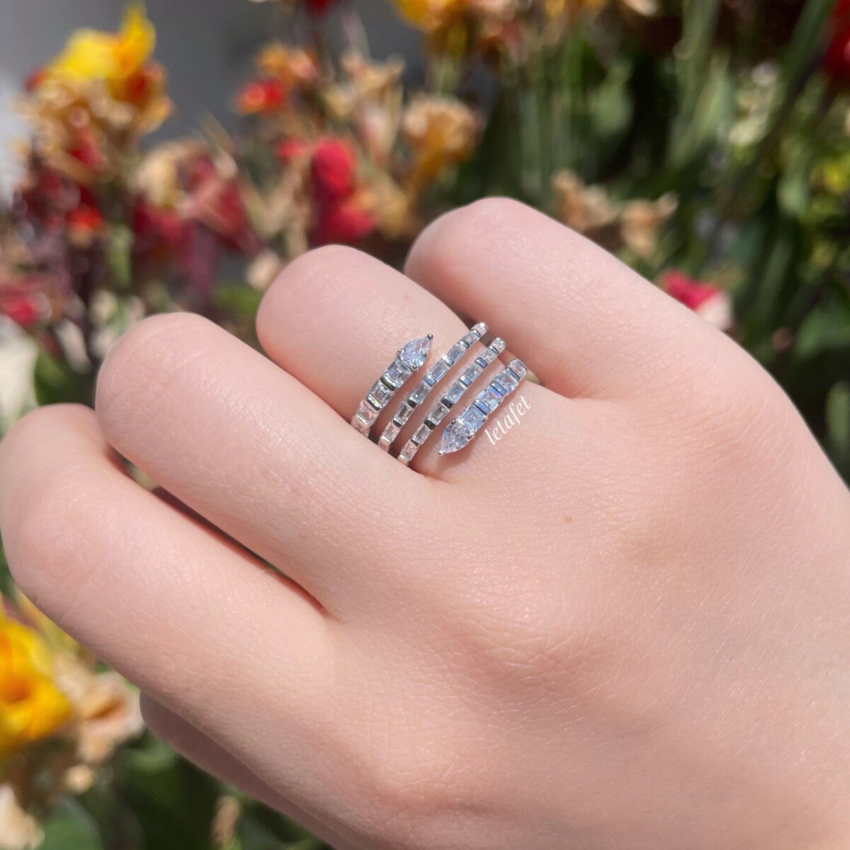 Yılan Baget Kesim Gümüş Yüzük