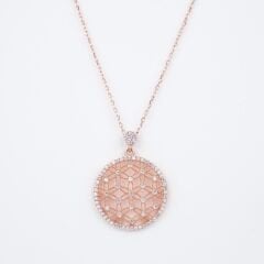 Yaşam Çiçeği Taşlı Kolye Rose