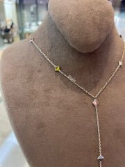 Y Gümüş Kolye Kare Kesim