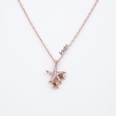 Üçlü Minimal Deniz Yıldızı Kolye Rose