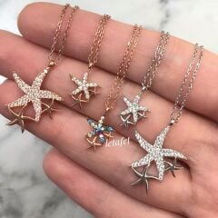 Üçlü Minimal Deniz Yıldızı Kolye