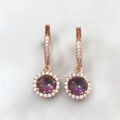 Tektaş Yuvarlak Kesim Küpe Mistik Topaz