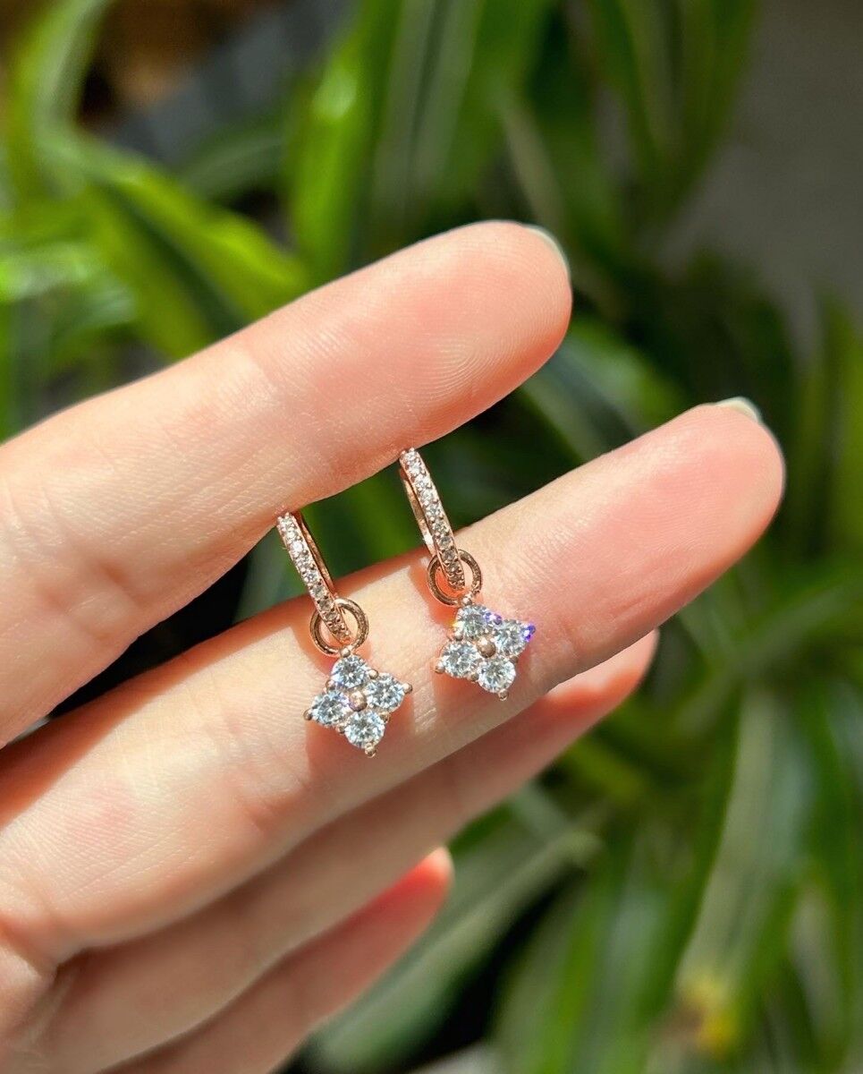 Taşlı Çiçek Gümüş Küpe