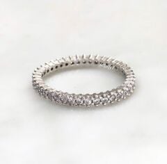 Tamtur Gümüş Yüzük Beyaz (tek sıralı)