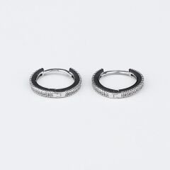 Taşlı Halka Küpe Beyaz