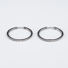 Taşlı Halka Küpe Beyaz taşlı Büyük Boy