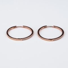 Taşlı Halka Küpe Beyaz taşlı Büyük Boy