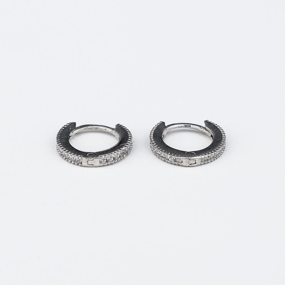 Taşlı Halka Küpe Beyaz 1.Boy