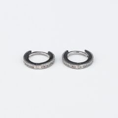 Taşlı Halka Küpe Beyaz 1.Boy