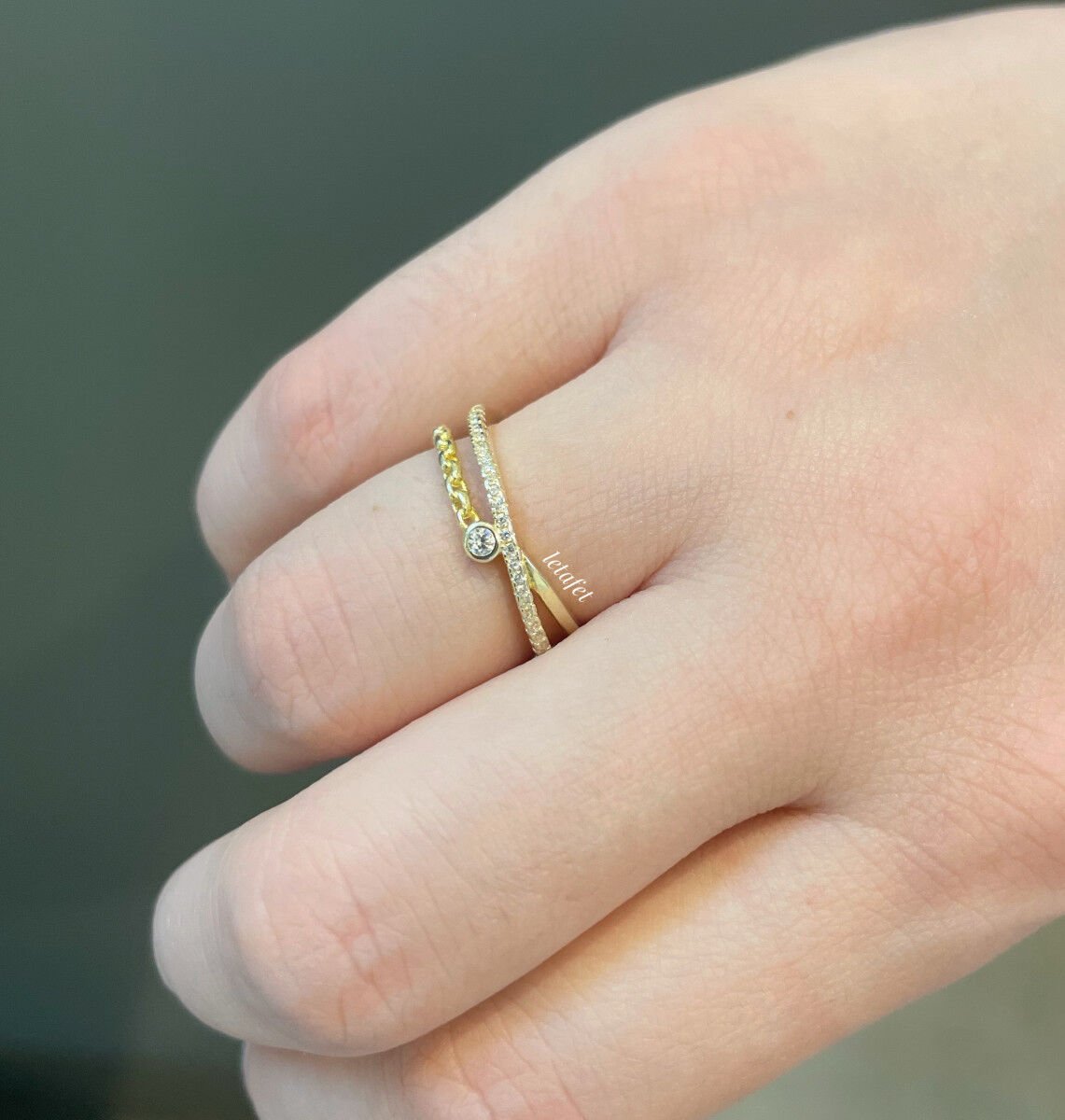 Zincir Detaylı Çapraz Gümüş Yüzük