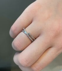 Zincir Detaylı Çapraz Gümüş Yüzük