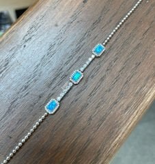 Opal Taşlı Gümüş Bileklik