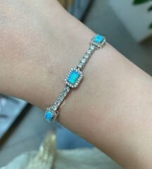 Opal Taşlı Gümüş Bileklik