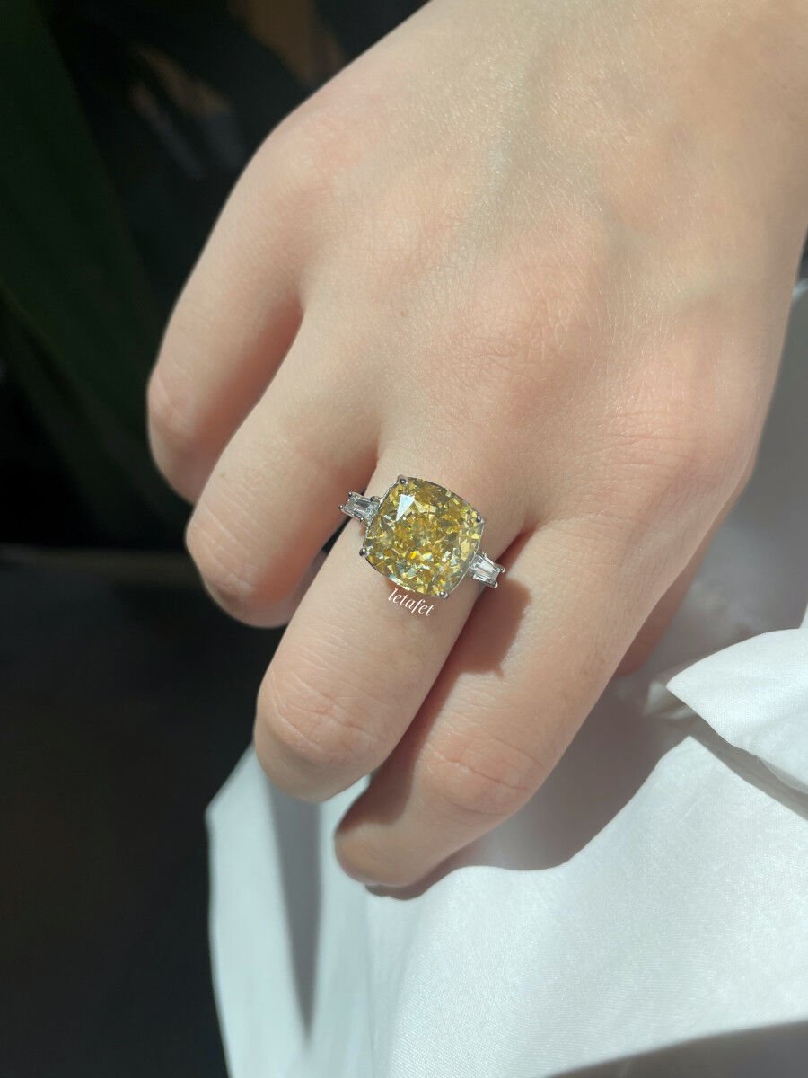 Özel Kesim Sitrin Gümüş Yüzük