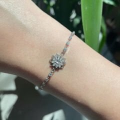 Lotus Gümüş Bileklik Beyaz