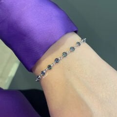 Mistik Topaz Taşlı Sıralı Gümüş Bileklik