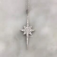 Kuzey Yıldızı Kolye Beyaz Taşlı