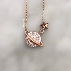 Minimal Gezegen (Satürn) Gümüş Set