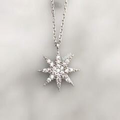 Minimal Beyaz Yıldız Gümüş Kolye