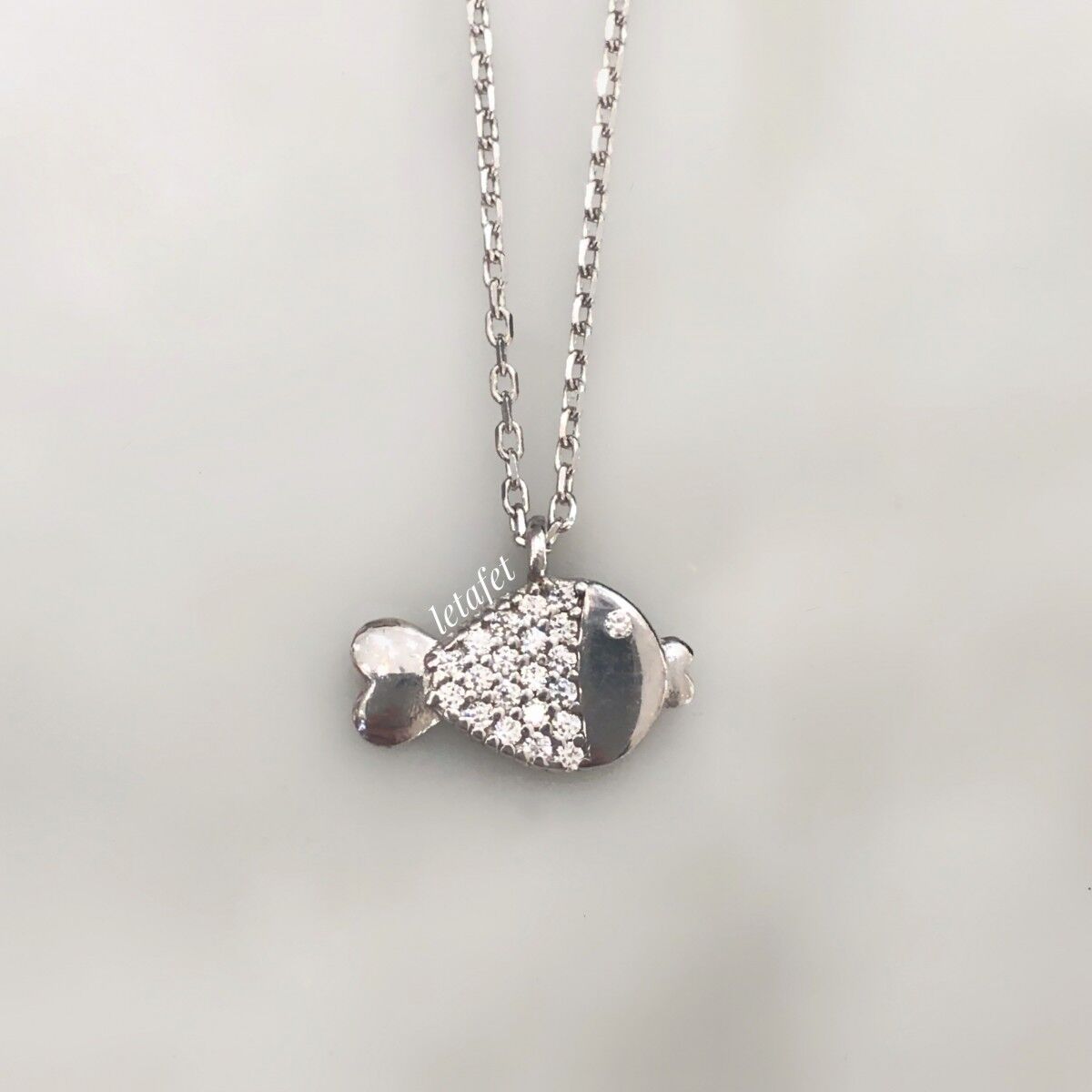 Minimal Balık Gümüş Kolye