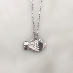 Minimal Balık Gümüş Kolye