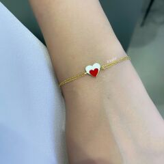 Mineli Kalp Gümüş Bileklik