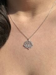 Lotus Gümüş Kolye Beyaz