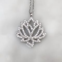 Lotus Gümüş Kolye Beyaz