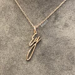 Minimal Tasarım İkili Harf Kolye