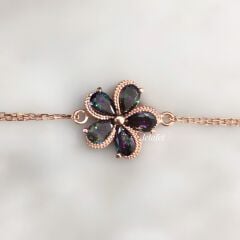 Mistik Topaz Çiçek Gümüş Bileklik