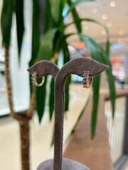 Mistik Topaz Taşlı Halka Gümüş Küpe