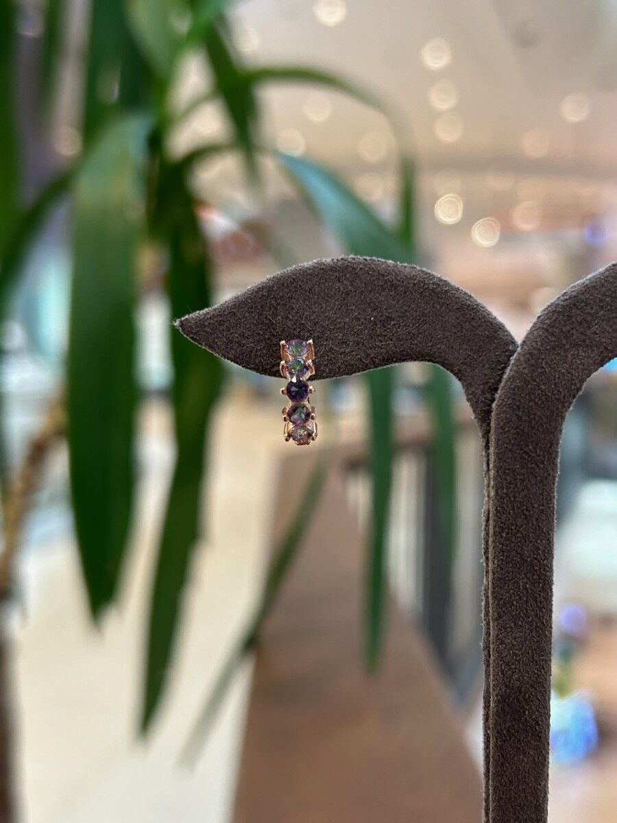 Mistik Topaz Taşlı Halka Gümüş Küpe